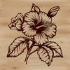 A vector illustration of a large, tropical hibiscus flower with five petals.