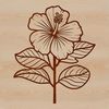 A detailed illustration of a hibiscus flower with multiple petals in various shades of pink and yellow.