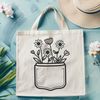 Wild Flower Pocket Vector Art A vector illustration of a wild flower-shaped pocket with intricate details.