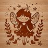Enchanted Fairy Clip Art A delicate fairy illustration with intricate floral patterns and ornate details.