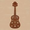 Ornate Floral Patterned Guitar Design A detailed illustration of an ornate guitar featuring floral patterns on the body.