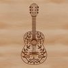 Ornate Guitar Clip Art SVG A intricately designed guitar with floral patterns and ornate details.