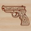 Illustrated vector graphic of a handgun or pistol, suitable for digital design and cutting machine applications.