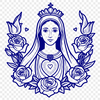 Stylized Floral Iconography SVG image of a stylized floral pattern featuring an Immaculate Heart icon.