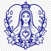 A stylized illustration of a heart with floral details, often used in religious contexts.