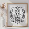 Floral Heart Design Vector Art A vector design representation of the Immaculate Heart with intricate details.