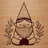 A mythical creature resembling a dwarf, sitting amidst floral elements.