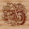 A detailed illustration of a motorcycle with a vintage flair.