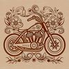 Ornate motorcycle design with floral elements for vector art.
