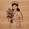 Simple Vector Nurse Icon A female nurse with a professional demeanor, represented in a simplified vector format.