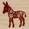 Beautiful Standing Donkey Vector Art A standing donkey with ornate floral details depicted in vector art.