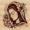 Iconic Virgin Mary Portrait An iconic depiction of the Virgin Mary in a traditional style with intricate details.