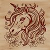 Mythical Being with Ornate Headpiece An ornate mythical creature with floral patterns on its head, depicted in vector format.