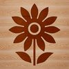 A simple line drawing of a sunflower with large petals and dark center, suitable for floral or gardening designs.