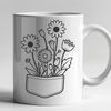 Compact Floral Pocket Design A colorful floral design featuring a stylized flower pattern in a compact pocket shape.
