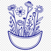 A floral design featuring a stylized flower pocket, ideal for craft projects and digital editing.
