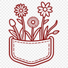 Vibrant Floral Pocket Illustration A digital illustration of a small flower-shaped pocket with intricate details, suitable for crafting and DIY projects.