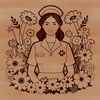 Floral Nurse Illustration in Vector Format Female nurse illustration in vector format with floral accents.