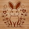 Adorable Bunny with Love Hearts Surrounding A cute cartoon rabbit sitting in a floral setting surrounded by love hearts.