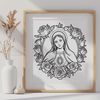 Floral Devotion Symbol A stylized vector illustration of the Immaculate Heart, featuring floral elements in a symbolic representation of devotion.