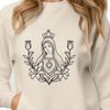Free Immaculate Heart Template A stylized illustration of a floral-patterned heart with a sacred and reverent tone.