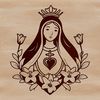An illustration of the Immaculate Heart, adorned with floral patterns in a vector format.