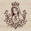 Elegant Immaculate Heart Icon A floral design featuring an iconic symbol from Catholicism, the Immaculate Heart, rendered in a simple yet elegant style.