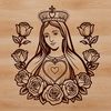 Hand-Drawn Immaculate Heart Design A simple, hand-drawn design featuring an immaculate heart with floral elements, suitable for various applications.