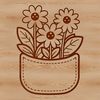 Vector Flower Accent A vector design featuring a stylized floral pocket with intricate details.