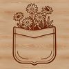 A vector illustration of a floral pocket design featuring intricate wild flower patterns.