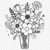 Delicate Floral Arrangement Vector Design A vector floral arrangement of mixed flowers in a bouquet design.