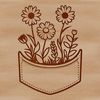 Wildflower Embellishment Template A colorful floral pattern of a single wild flower inserted into a decorative pocket.