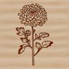 Intricate Flower Clip Art for Crafting A stylized illustration of a chrysanthemum flower with intricate details and bold lines.