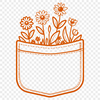 A vector illustration of a whimsical flower pocket motif suitable for various applications.