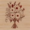Vibrant Floral Bundle An illustration of a floral arrangement featuring multiple flowers tied together with ribbon or twine.