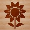 An illustration of a sunflower plant with large, daisy-like flower head and green stem.