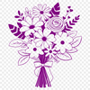 Mixed Flower Arrangement SVG Clip Art An illustration of a bouquet of mixed flowers with stems and leaves.