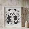 A cute, black and white panda bear character, suitable for digital design projects.