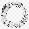 Intricate Circular Wreath Clip Art A floral design in the shape of a circular wreath made up of intricate elements.