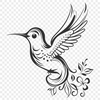 Floral Flying Bird - PNG