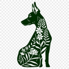 Free Floral Doberman Pinscher Vector Drawing