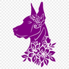 Stunning Floral Canine Design - Vector Illustration of a Doberman's Head A high-quality vector image of a Doberman Pinscher's head with ornate floral details.