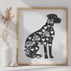 Ornate Sitting Dog Clip Art - SVG