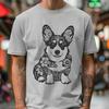 Ornate Sitting Welsh Corgi DXF