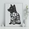 Floral Sitting Shiba Inu - SVG