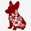 Floral Sitting Dog Digital Drawing - DXF