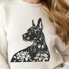 Floral Great Dane In SVG, PNG, PDF And DXF File Formats - Free