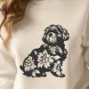 Floral Sitting Dog Vector Drawing