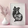 Floral Shetland Sheepdog PNG