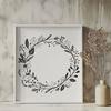 Creative Digital Wreath Stencil Download A digital vector wreath illustration suitable for commercial or personal use in various graphic design applications.